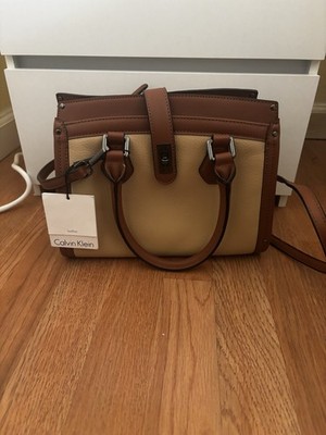 Calvin Klein Colorblock Satchel Top Handle Zip Bag w/ Detachable Strap