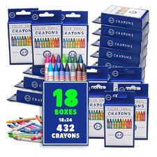 Bulk Crayon Pack - 18 Boxes of 24 Vibrant Colored Crayons of Teacher-Quality ...