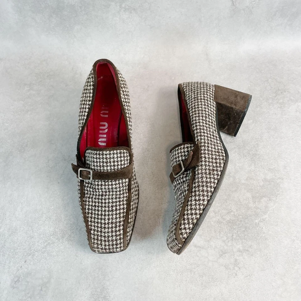 MIU MIU Loafers Shoes EU 37 US 7 Black White Authentic - Image 2 of 4