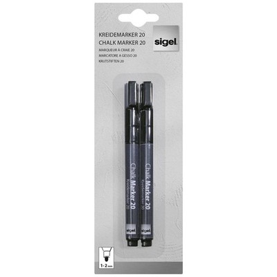 2er Multipack Sigel BA177 Kreidemarker Schwarz 1 mm, 2 mm N/A
