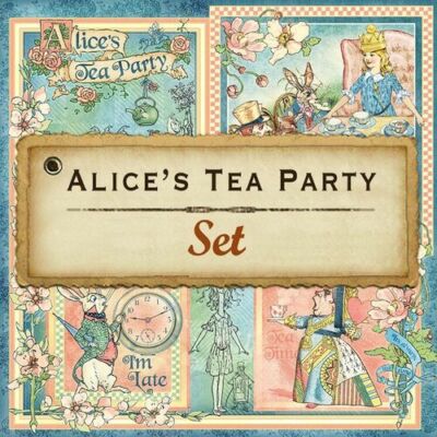 GRAPHIC 45 ''ALICE'S TEA PARTY'' 12X12 PAPER SET(8 PCS) RETIRED  SCRAPJACK'S PLACE