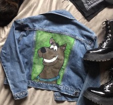 Scooby Doo Womens Weird Hand Painted Forever 21 Denim Jacket Size Small