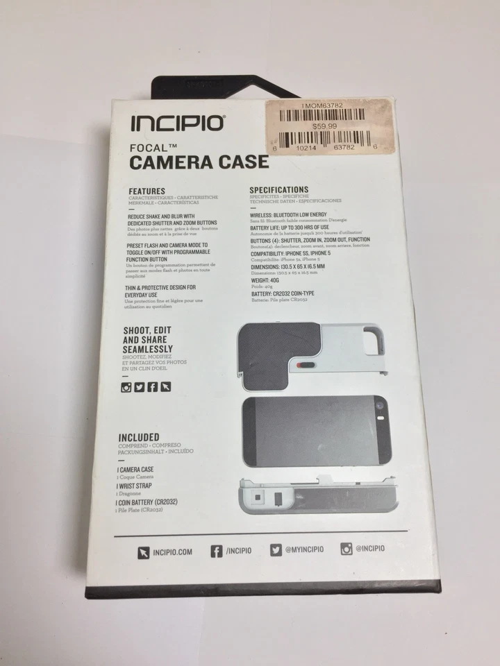 Incipio Focal Camera Case/Cover For Apple iPhone 5 iPhone 5s in White/Gray - Image 4 of 4