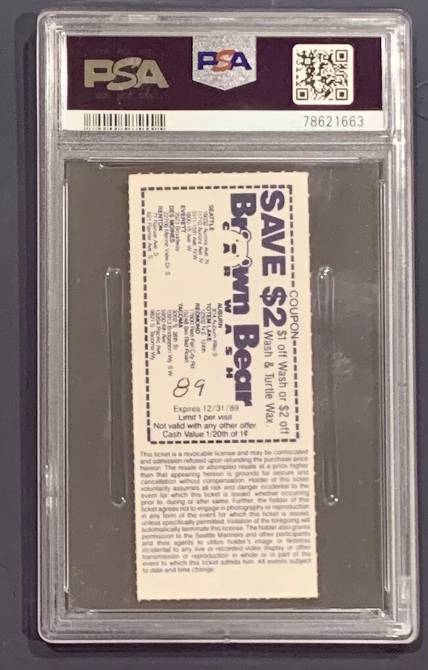 Ken Griffey Jr. Ticket Stub First Career HR PSA 1989 Seattle Mariners 4/10/89 - Image 2 of 2