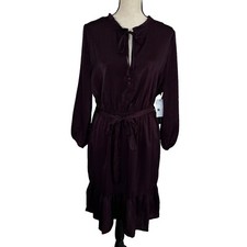 Black Tape SZ 2X-Large A-Line Dress 3/4 Balloon Sleeves Ruffled Keyhole Purple