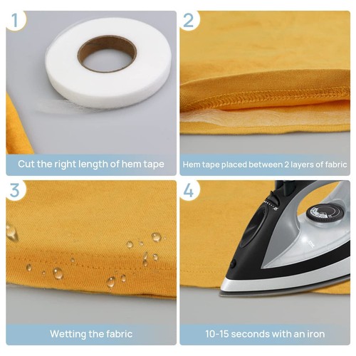 2 Rolls 140 Yards Iron On Hemming Tape Fusible Sewing Tape for Curtain Clothes - Picture 5 of 6