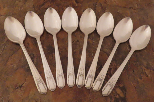 IS Reflection Set of 8 Teaspoons Spoon Wm Rogers Vtg Silverplate Flatware Lot D