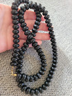 Vintage Black Beaded Necklace - Long Large Beaded Necklace T624 — photo 3