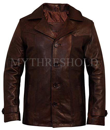 Men's Genuine Vintage Biker Antique Brown Real Leather Jacket Coat