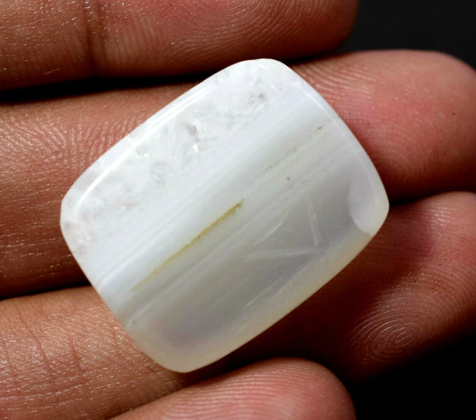 Hermoso cabujón de diseñador de ágata blanca natural de 41,10 quilates AAA+ piedras preciosas de calidad Foto 3 de 4