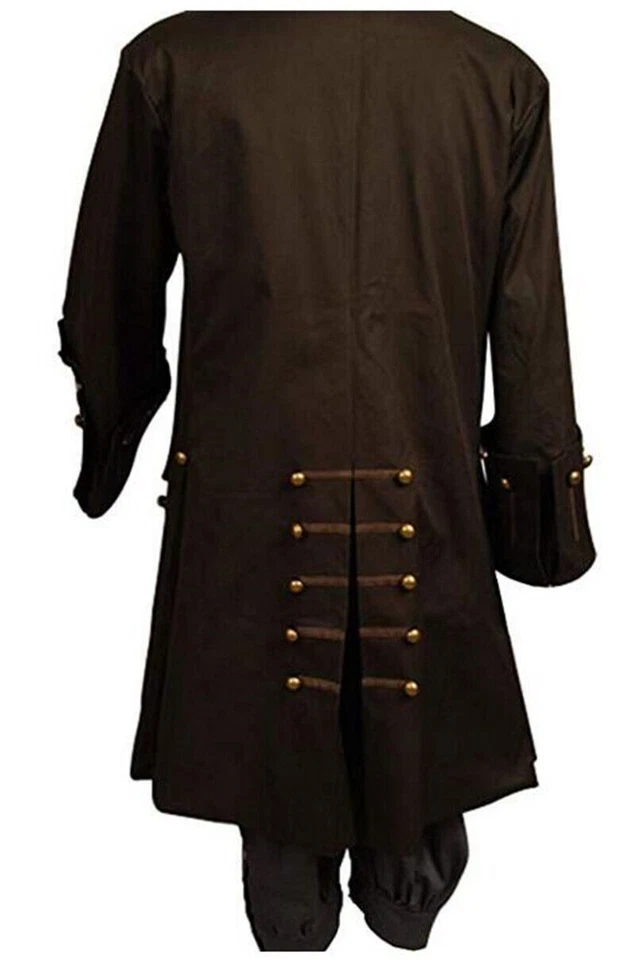 Piratas del Caribe Jack Sparrow Disfraz Disfraz Conjunto Abrigo Traje Completo Lo último Foto 3 de 4