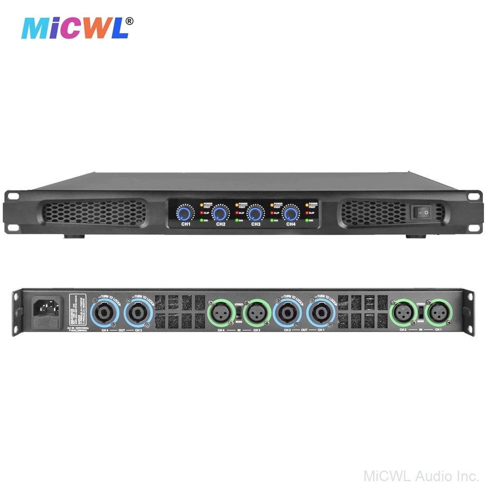 MiCWL P-6400 6400W  4 Channel Power Amplifier Digital AMP Natural Sound 19" Rack - Image 4 of 4