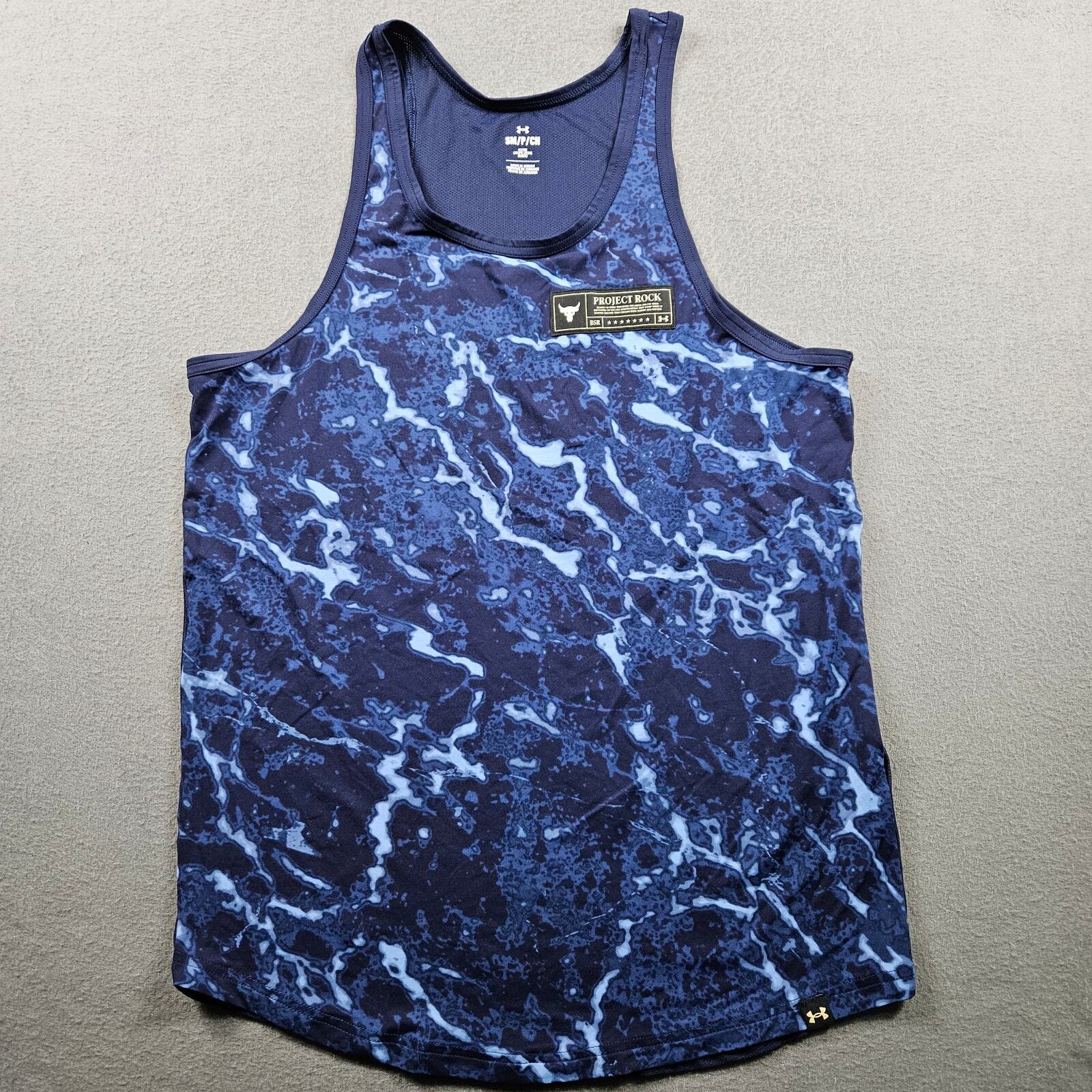 Project Rock Under Armour Tank Top Blue Iso Chill Mens Small