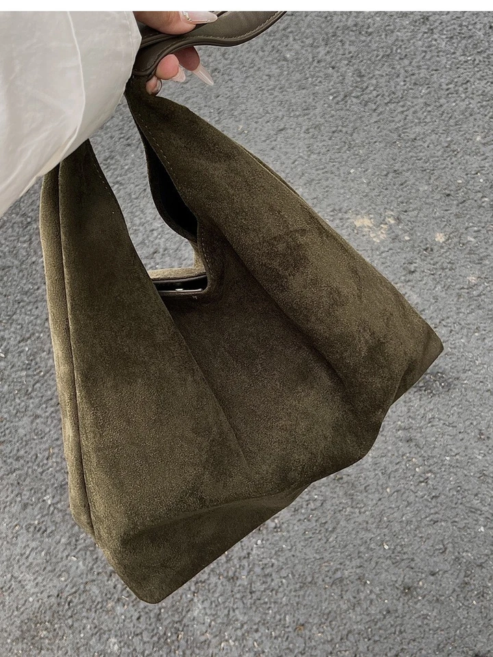 Bolso hobo de gamuza sintética para mujer holgado bolso de moda cierre magnético Foto 4 de 4