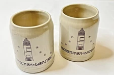 SET OF 2 - Vintage German Stoneware Clay Mugs Stein HOCHZEITSTURM DARMSTADT