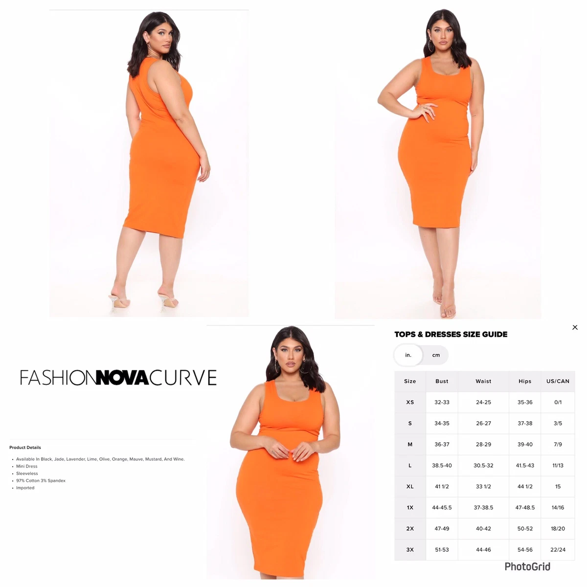 Fashion Nova 3X plus size orange always doing me midi dress NWT