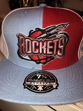 Houston Rockets Hat Throwback Logo Mitchell & Ness Size 7 5/8 Fitted Cap NBA
