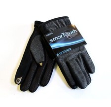 Isotoner Men's Winter Gloves Size M Black Gray Fleece