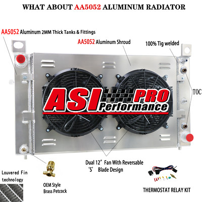 Aluminum Radiator&Shroud Fan Fit 1999-2012,02 Chevy Silverado 1500 2500 Tahoe V8