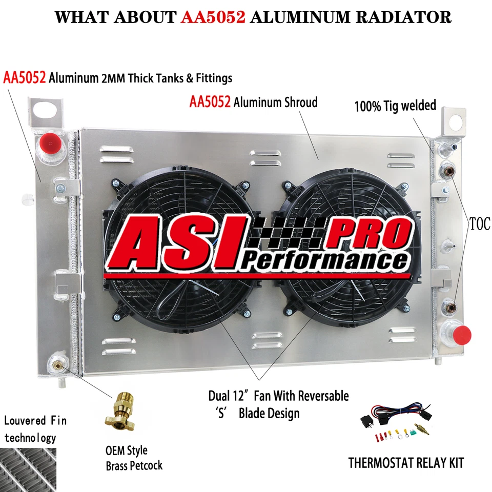 28" 3 Row Radiator&Shroud Fan For 99-13 Chevrolet Silverado 1500 2500 GMC Sierra — 第 3/4 张图片