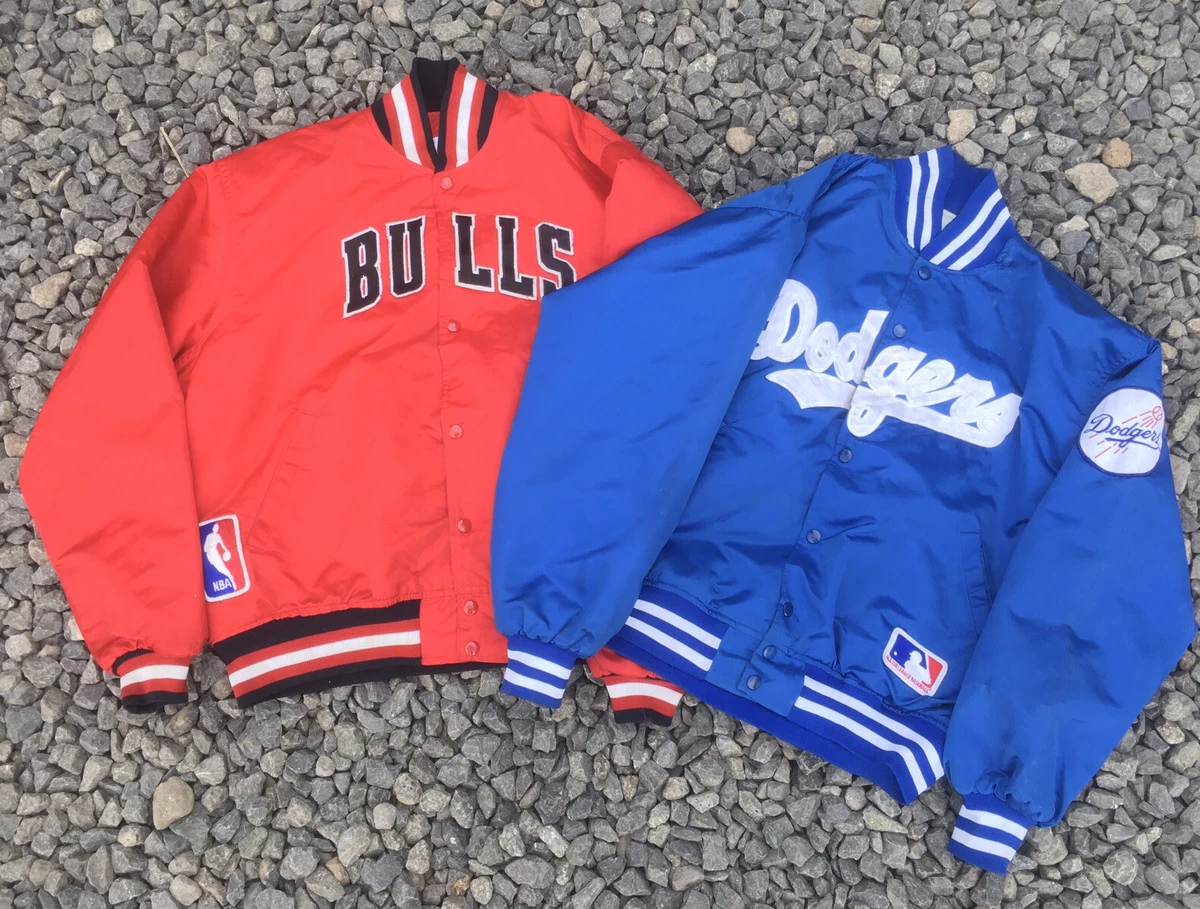 STARTER, Jackets & Coats, Vintage Starter Chicago Bulls Satin Bomber  Jacket Usa Made 9s Black Jordan Nba