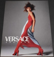 1996 Print Ad Sexy Heels Long Legs Lady Brunette Versace Couture Wild Hair Dress