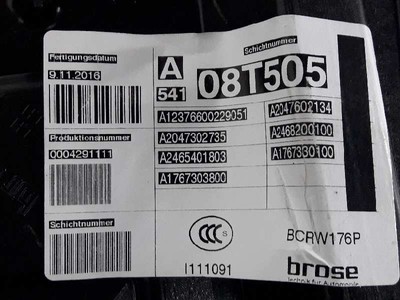 A1767206500 rear power window lh for MERCEDES-BENZ CLASE A MG 45 4 