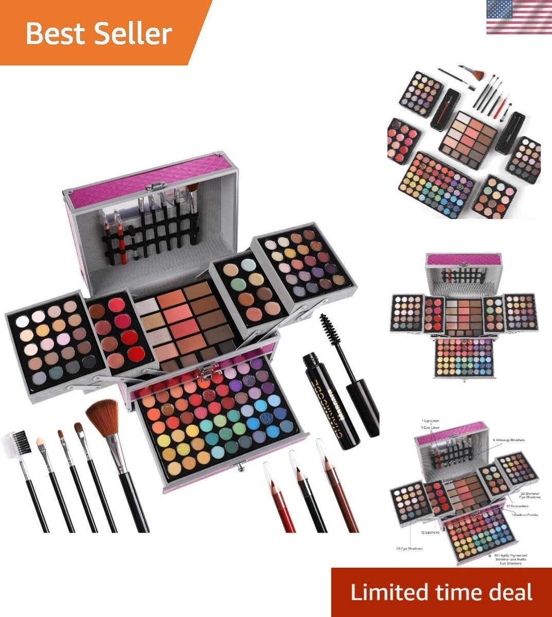 All-in-One Cerise Makeup Gift Set for Women - 94 Pigmented Shades