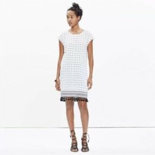 Madewell Scatterblock Tassel White & Black Shift Mini Dress XXS