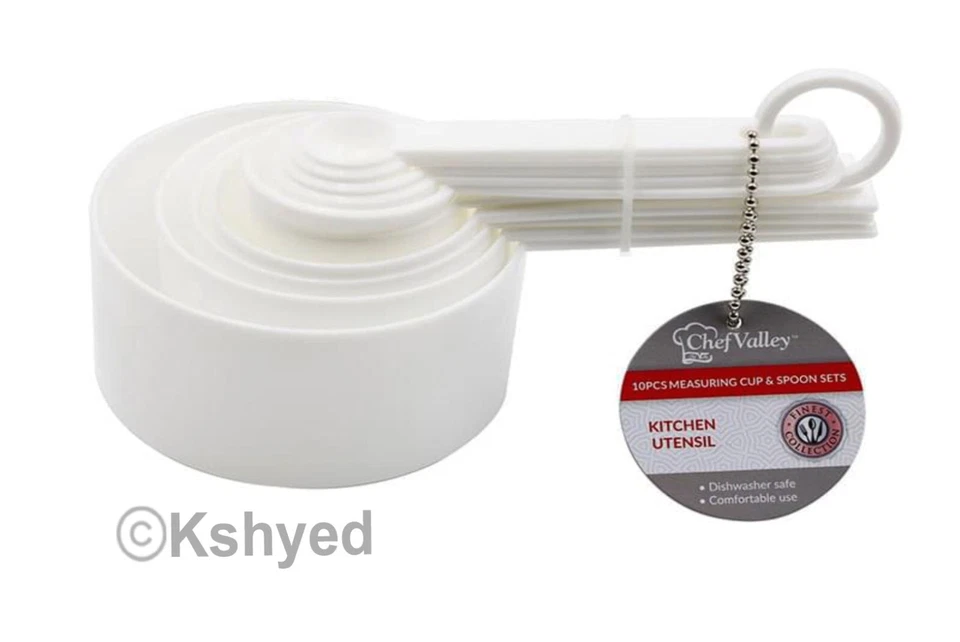 Juego de 10 tazas medidoras de plástico cuchara de cocina para hornear herramientas de cocina, color AST Foto 4 de 4