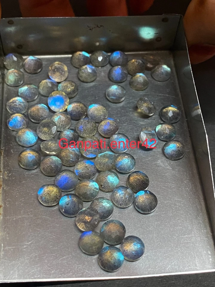 Pedra preciosa solta labradorita facetada corte redondo 8x8 mm calibrada natural tamanho E - Imagem 4 de 4