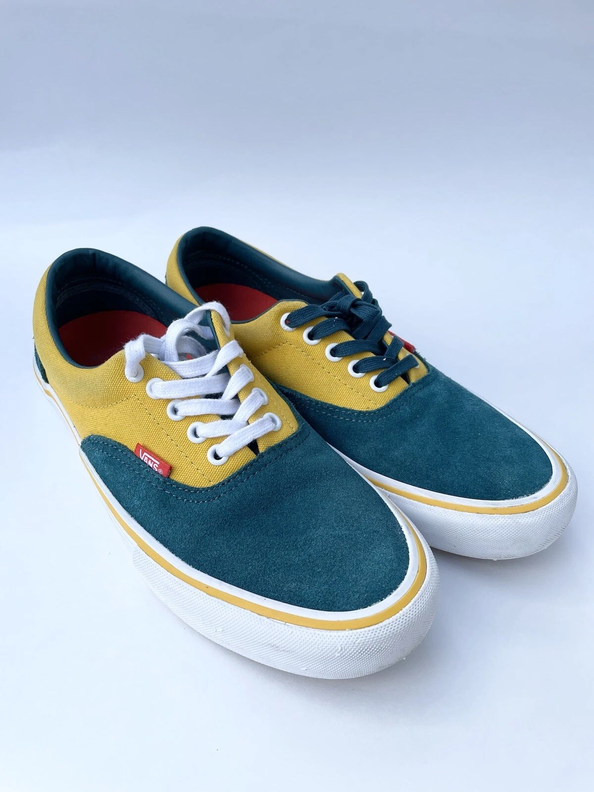 Scarpe in pelle scamosciata Vans Era Pro Prime Atlantic oro verde tela gialla 9 5 ottime condizioni
