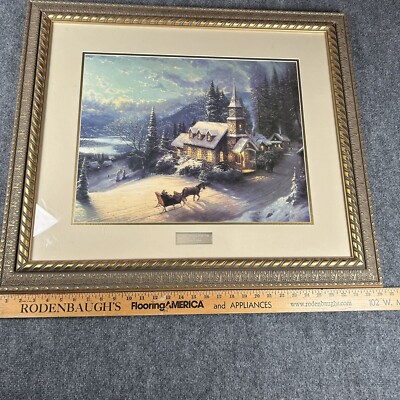 Thomas Kinkade Sunday Evening Sleigh Ride Library Edition Framed