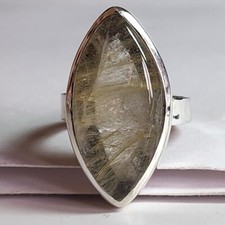 GOLDEN RUTILATED QUARTZ GEMSTONE RING 925 STERLING SILVER JEWELRY RING 3 TO 12