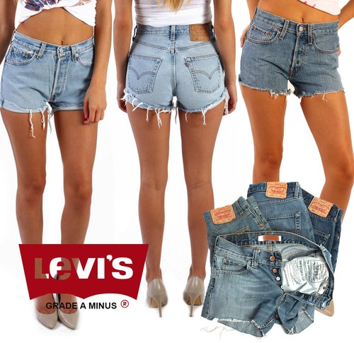 LEVIS DENIM SHORTS DAMEN VINTAGE HOHE TAILLIERTE HOTHOSE GRADE A MINUS - Bild 1 von 9