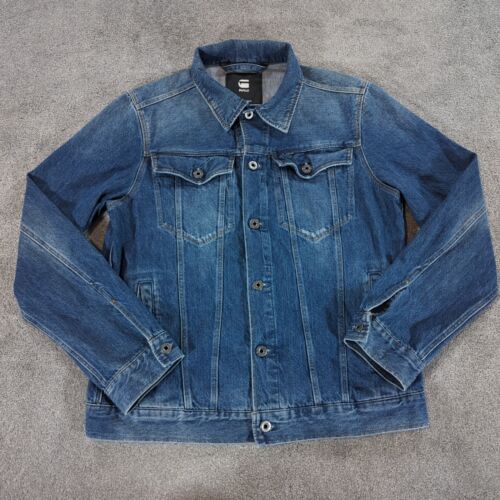 G-Star Jeansjacke Herren Large Blau 3301 Slim Trucker Mantel Jeans Retro 90er Y2K
