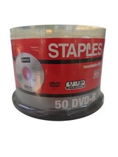 Staples 50 Pack DVD-R Recordable Blank Discs 4.7GB 8x 120 Min New Sealed