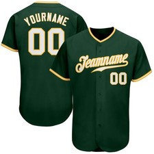 Custom Green White Gold Authentic Baseball Jersey9fnbn