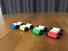 VINTAGE FISHER PRICE LITTLE PEOPLE GARAGE 2.75” ONE SEATER CAR SET OF 4 USA TOYS