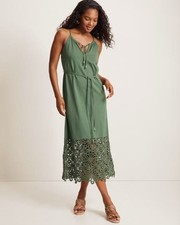 Tommy Bahama Women’s Islandscape Jersey Halter Midi Dress Dark Jade Belted