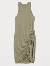 Old Navy Active UltraLite Racerback Rib-Knit Ruched Dress Size M Olive Green