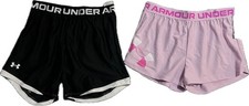 NWT UA Under Armour Girls Shorts YL Youth Large New Pink Black Lot of 2