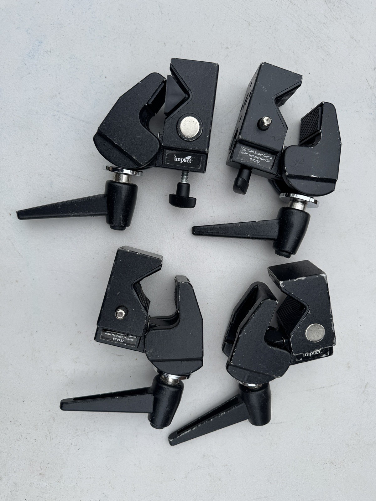 Lot of 4 Impact EC0519 CC-106R Super Clamp With Ratchet Handles Film grip Gear