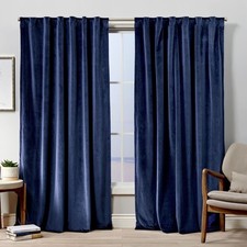 Velvet Heavyweight Light Filtering Hidden Tab Top Curtain Panel Pair, 52"x96"...