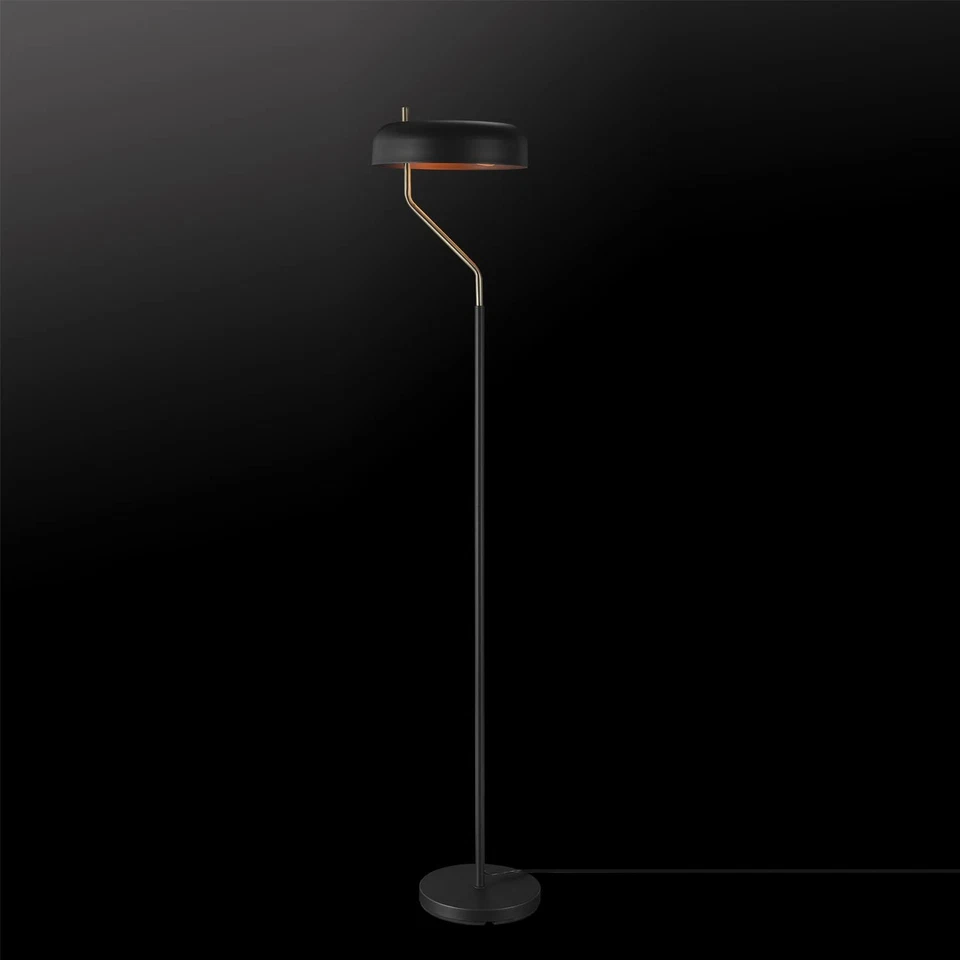 Lámpara de pie eléctrica 67506 Powell 63", negro mate, acento de latón antiguo, escalón... Foto 2 de 4