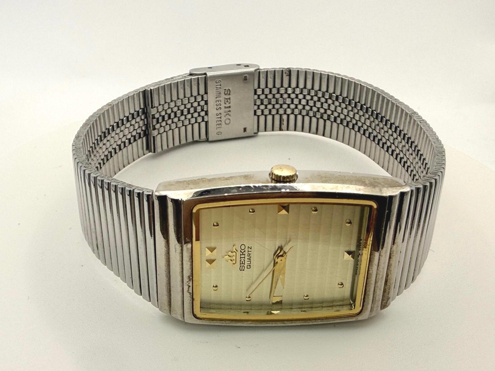 Seiko Quartz Rectangular Watch 23mm Model 8Y21-50… - image 5