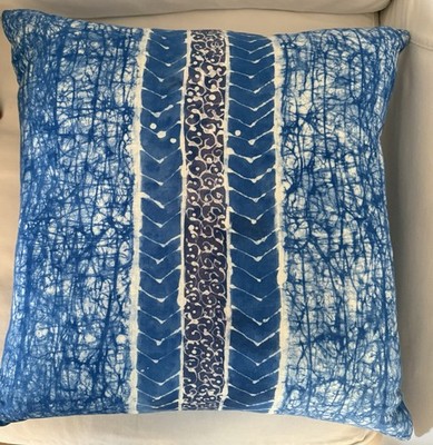 NAVY AND ROYAL BLUE HANDMADE BATIK PILLOWS WITH SOFT FEATHER AND DOWN INSERTS