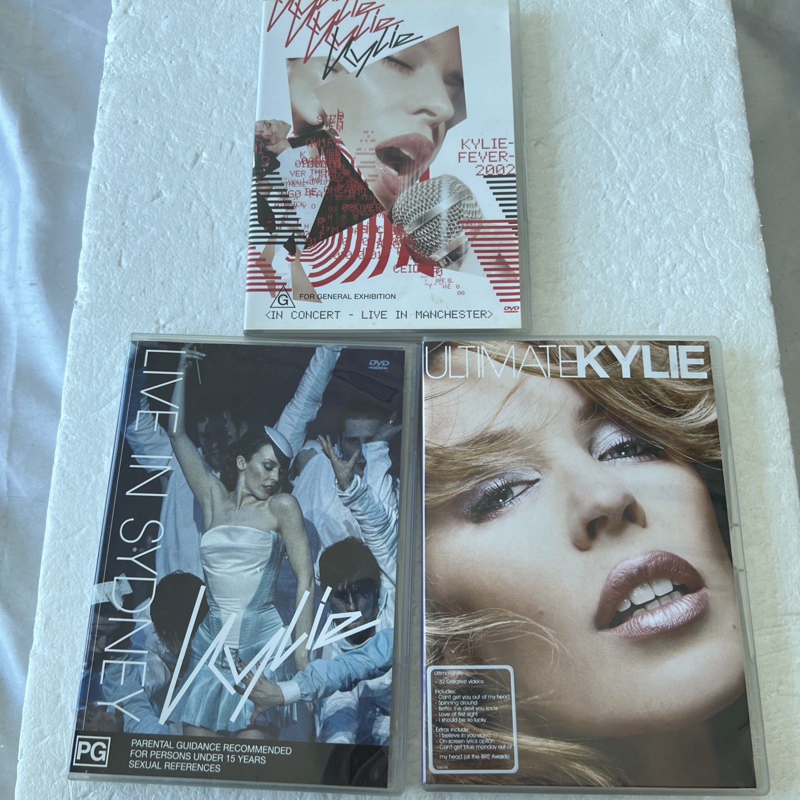 Kylie minogue dvds bundle pop music live concert merchandise memorabilia 00s x3