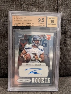 Russell Wilson 2012 Panini Prizm /250 Auto RC #230 BGS 9.5 Gem Mint - true gem!