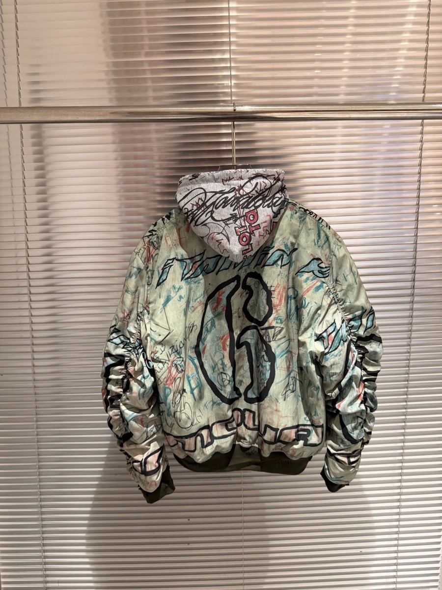 Mowalola MY City Bomber Jacket Hand-Drawn Graffiti Deconstructed